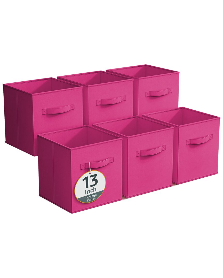 Sorbus Pack Of Six 13in Large Storage Bins In Pink