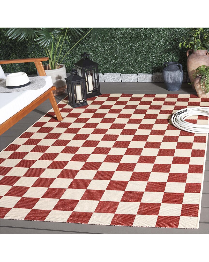 Safavieh Courtyard Gridora Power-loomed Indoor/outdoor Rug In Red