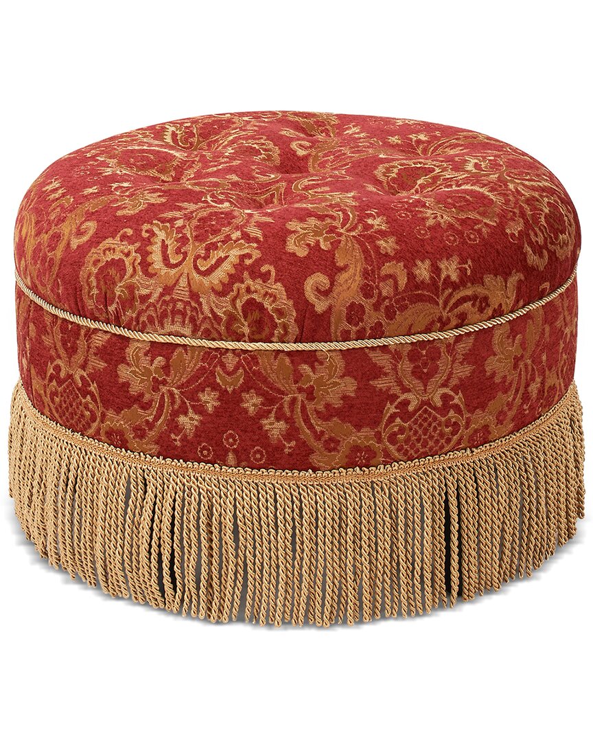 Jennifer Taylor Home Yolanda Upholstered Round Accent Ottoman In Red
