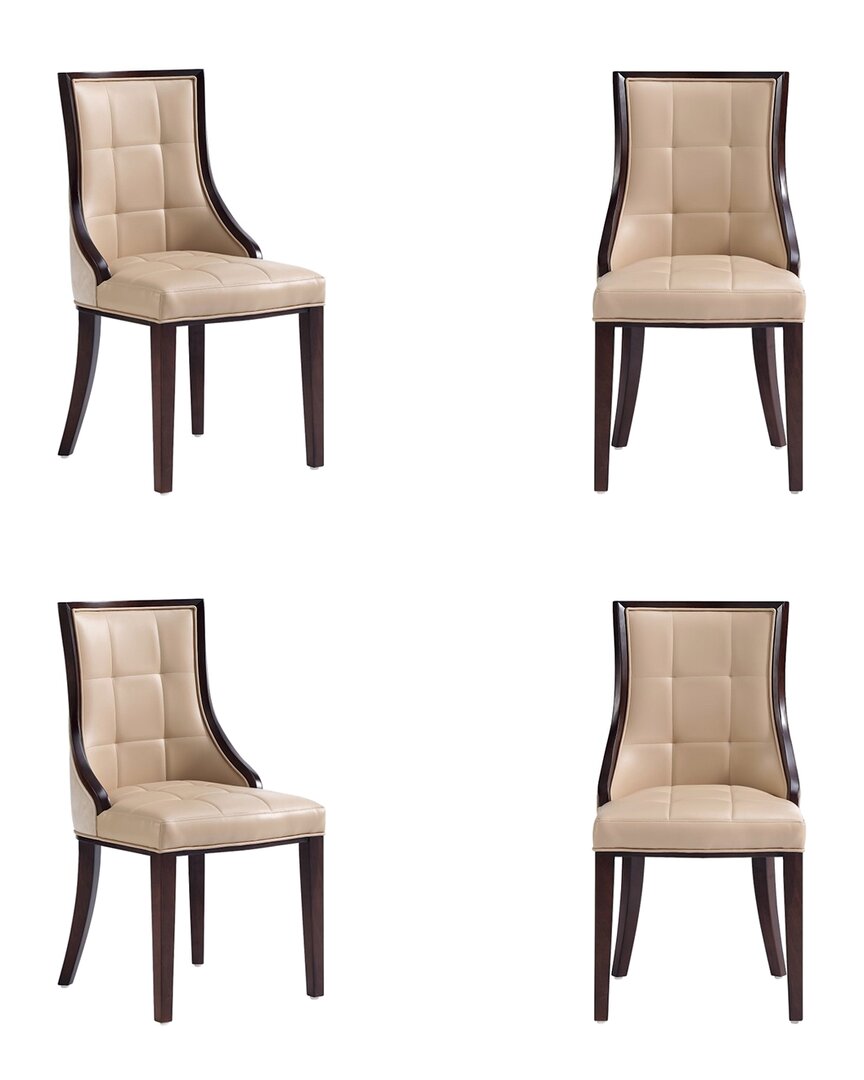 Manhattan Comfort Fifth Avenue Faux Leather Dining Chair In Tan And