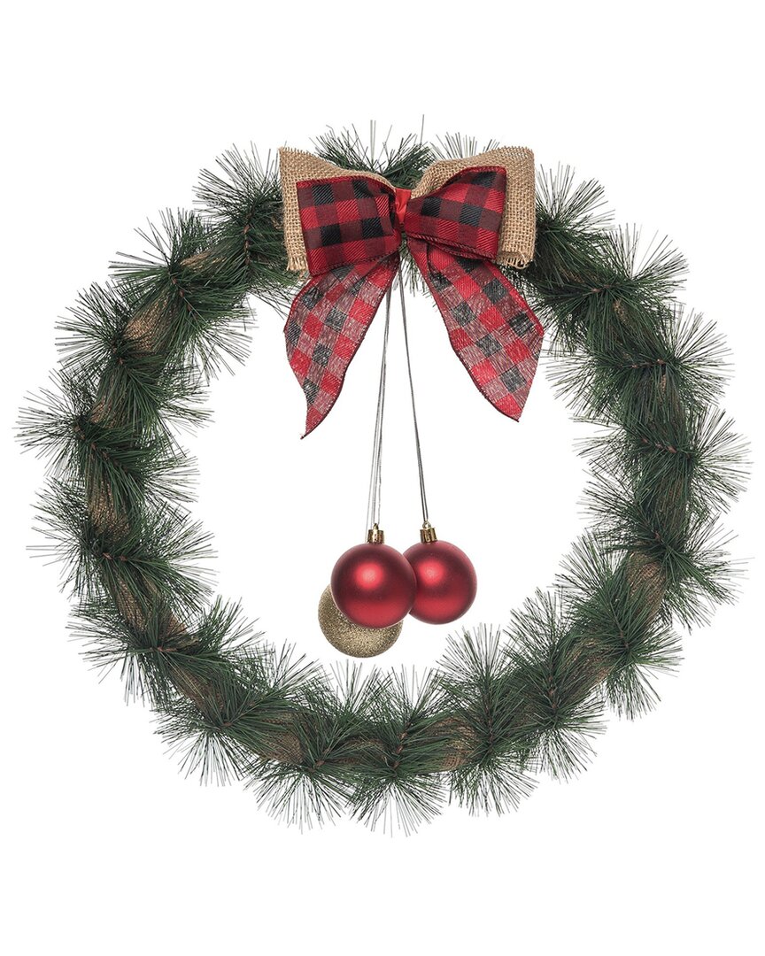 Transpac Artificial 18.11in Christmas Holiday Ornament Wreath In Green