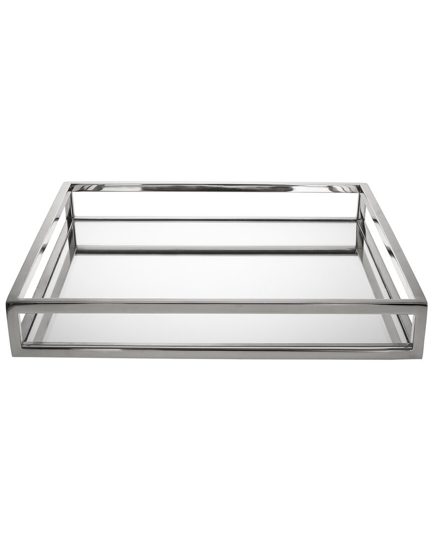 Godinger Aspen Mirrored Nickel 14in Square Tray In Silver
