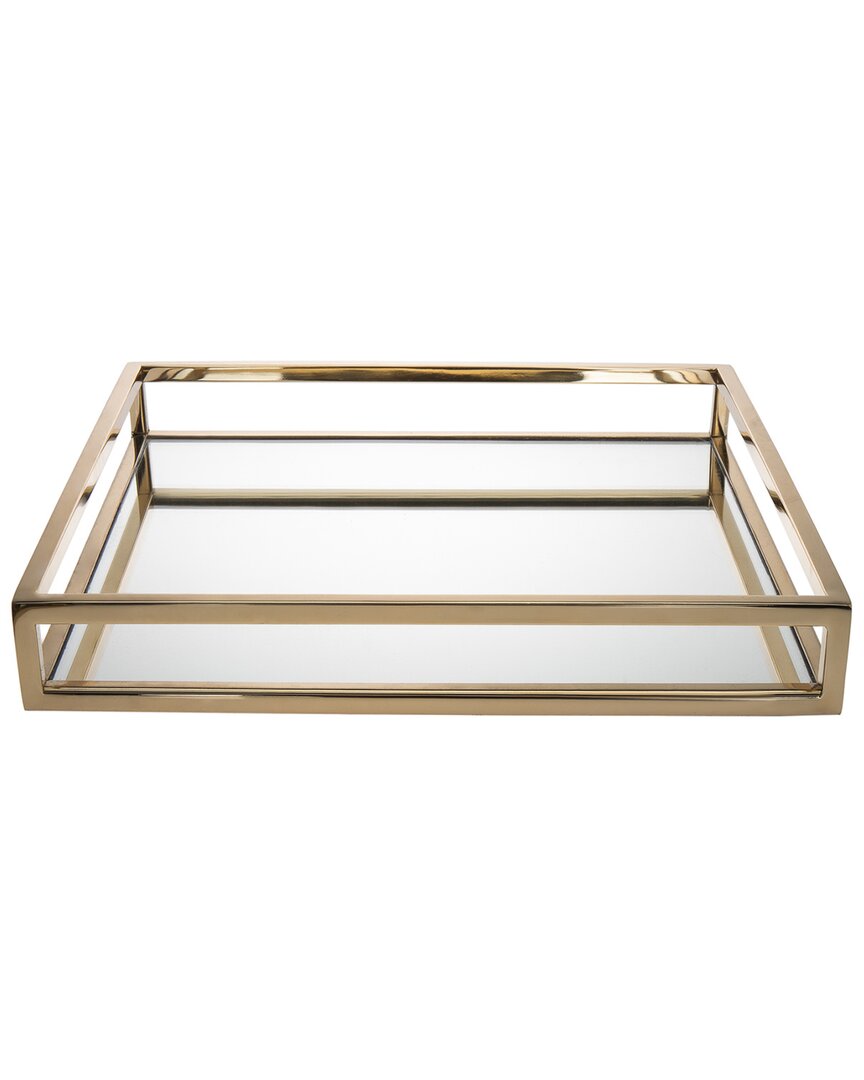 Godinger Aspen Mirrored Golden 10in Square Tray In Gold