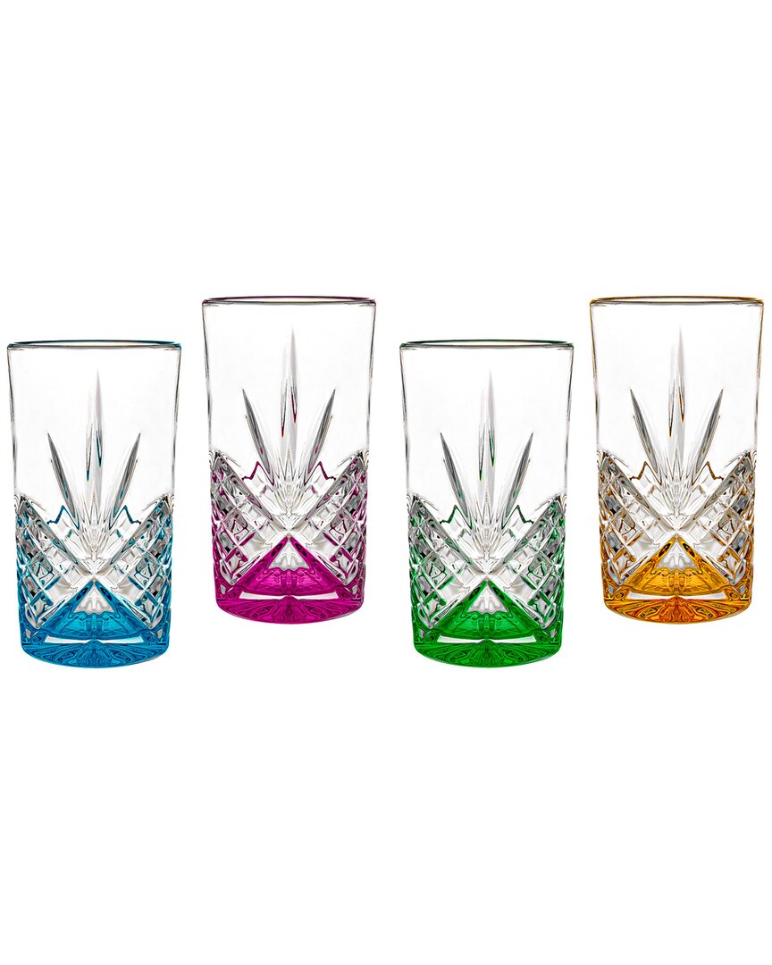 Godinger Dublin Crystal Rainbow Highball Glasses (set Of 4) In Multi