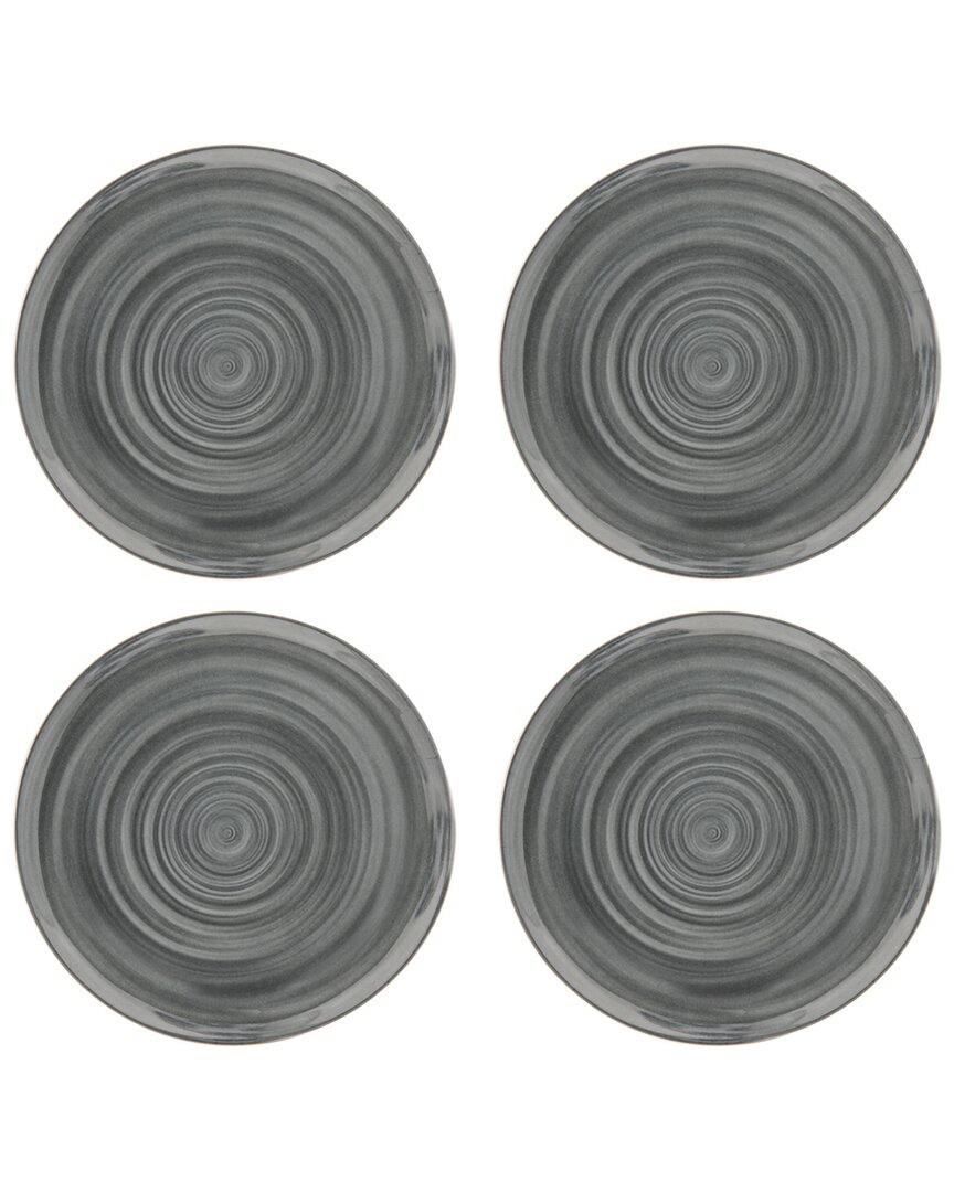 Godinger Dnu Aur Discontinued Swirl Melamine Dinner Plates (set Of 4) In Grey