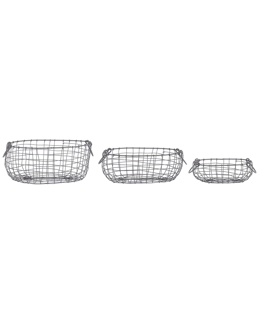 Esschert Design Usa Set Of 3 Oval Wire Baskets