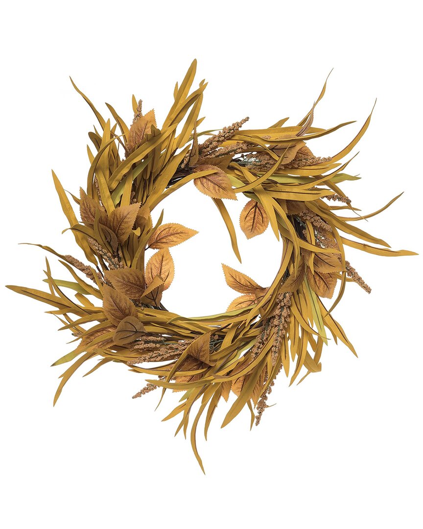 Transpac Natural Fiber 23.62in Multicolored Harvest Rustic Stalks Wreath In Orange