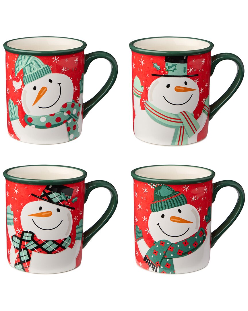 Certified International Christmas Whimsy Snowman Set Of 4 Mugs In Multi