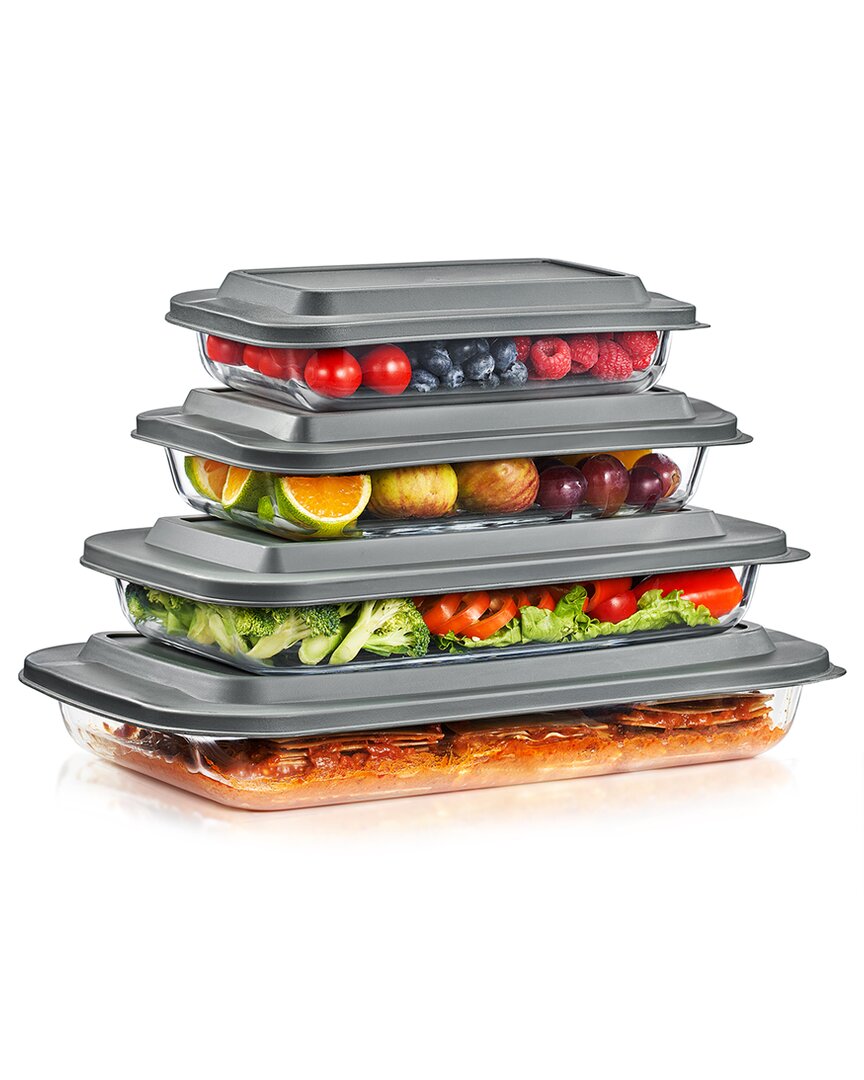Sorbus Set Of 4 Glass Meal Prep Containers & Baking Dishes With Airtight Lids