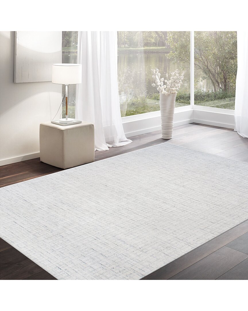 Pasargad Home Modern Hand-loomed Bamboo Silk & Wool Area Rug In White