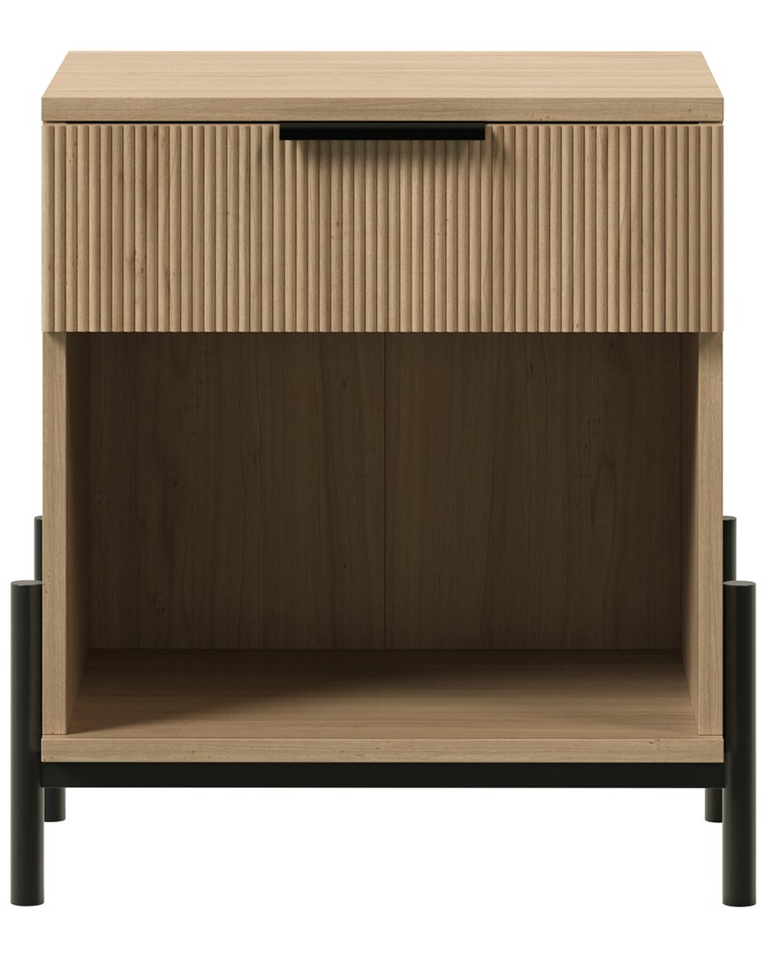 Walker Edison 24in Reeded Wood 1-drawer Nightstand In Brown