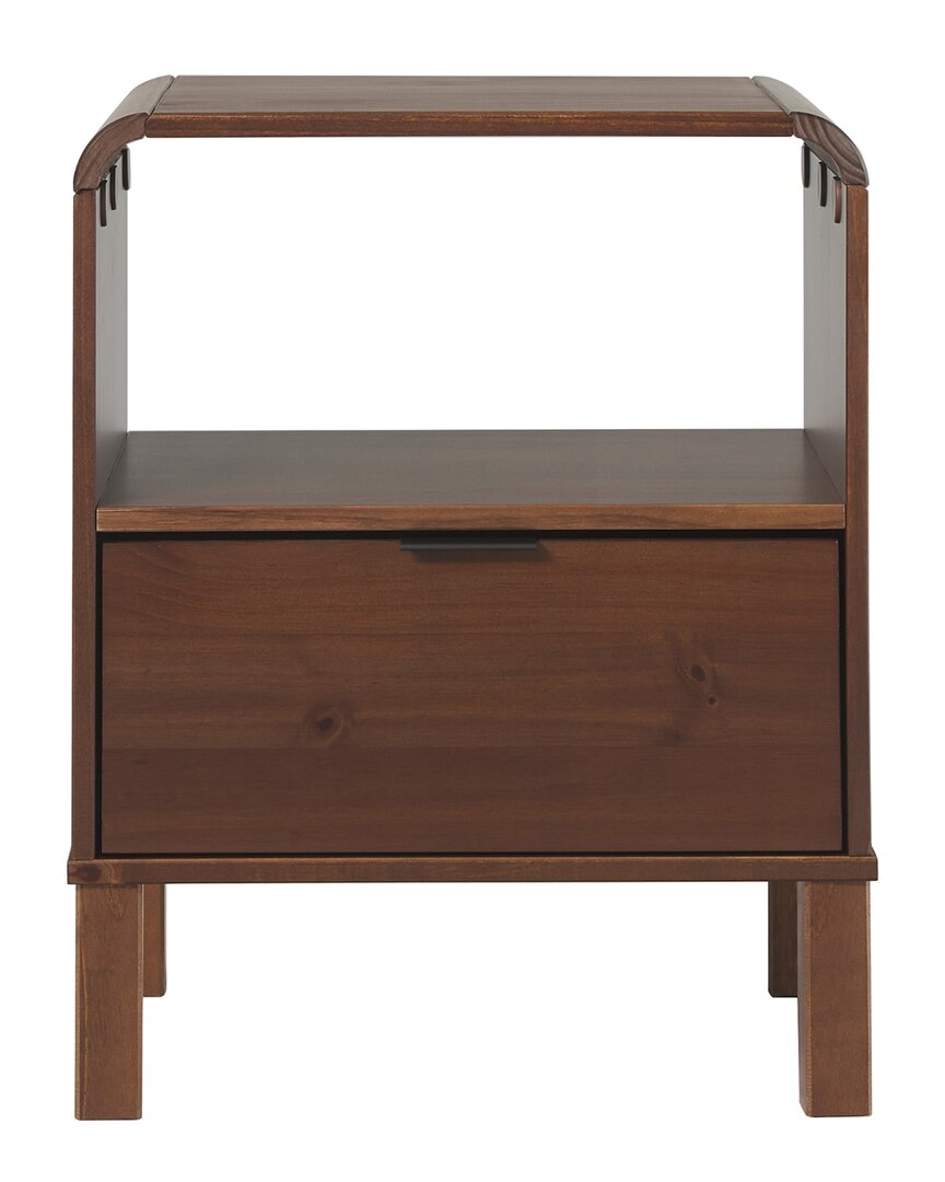 Walker Edison 24in Rounded Edge 1-drawer Nightstand In Brown
