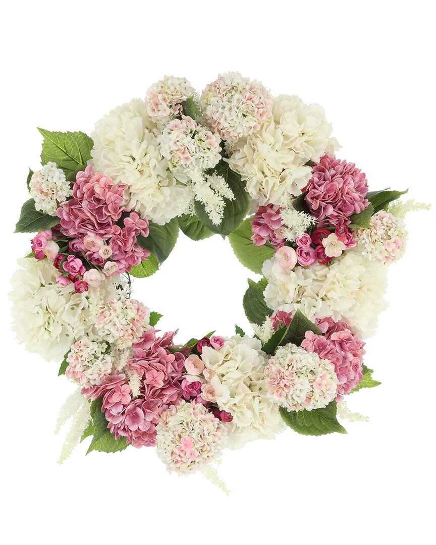 Creative Displays 24in Hydrangea Wreath With Ranunculus & Viburnum In Multi