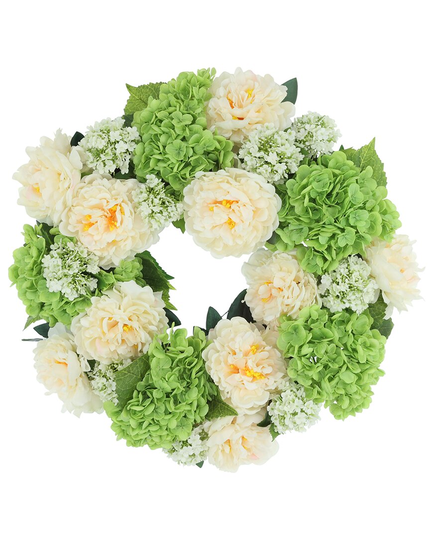 Creative Displays 22in Spring Wreath With Real-touch Hydrangeas & Peonies In Multi