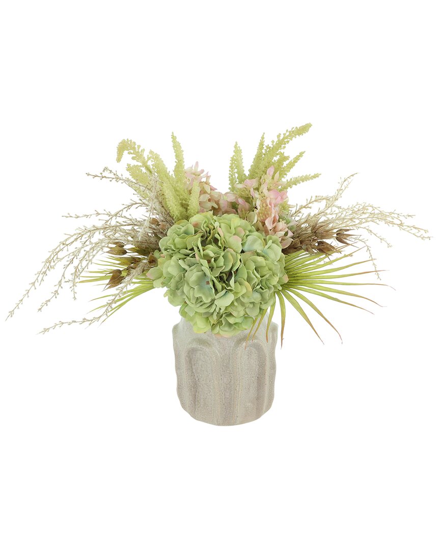 Creative Displays Hydrangea And Palm Leaf In A Cer