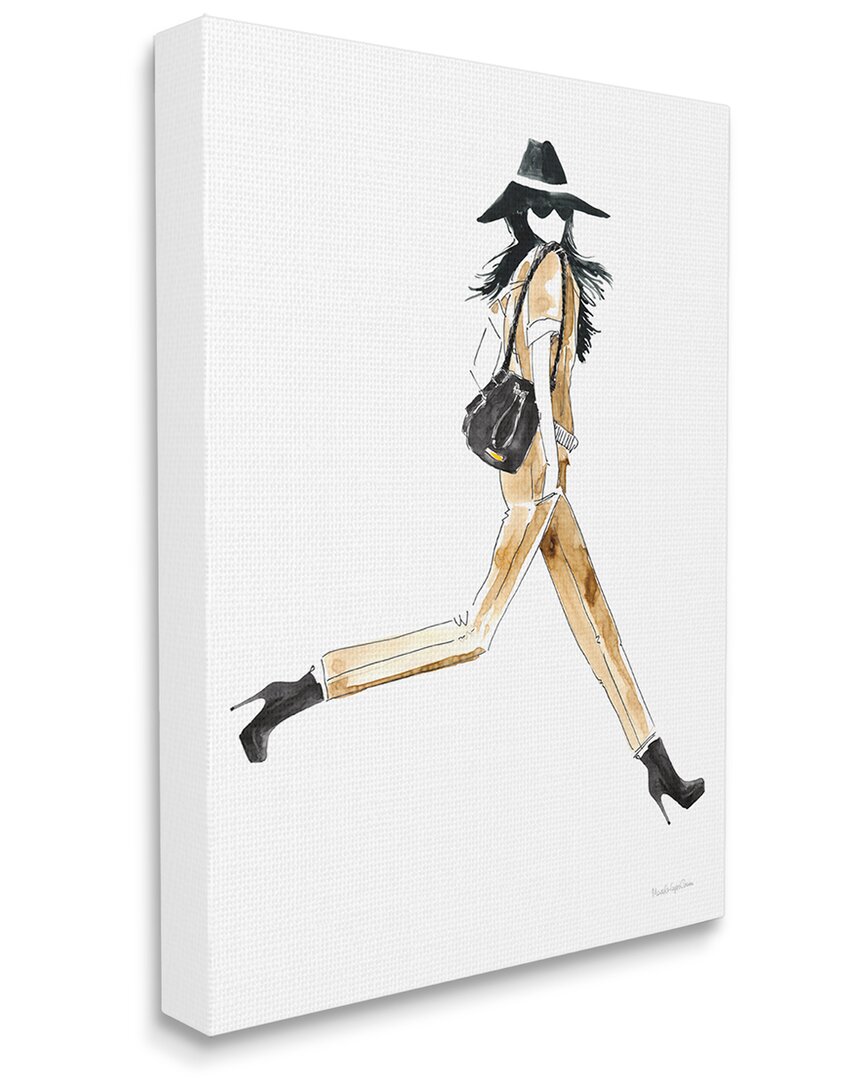 Stupell Industries High Profile Fashion Female Glam Walking Pose Stretched Canvas Wall Art By Mercedes Lopez In White