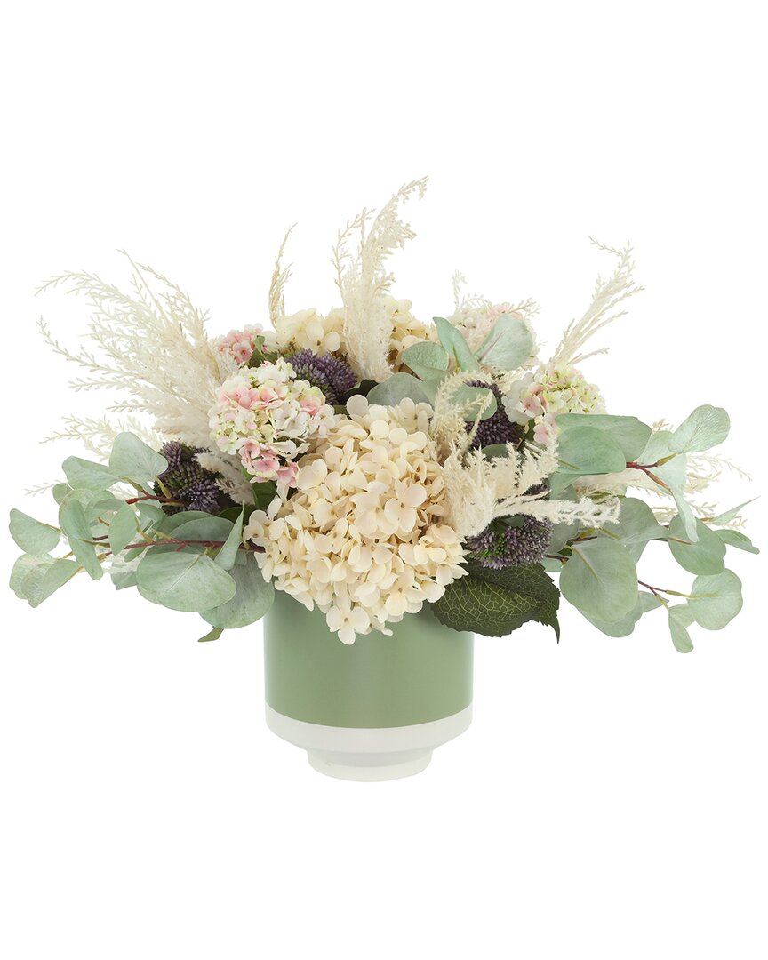 Creative Displays Hydrangea And Sedum Arranged In In Green