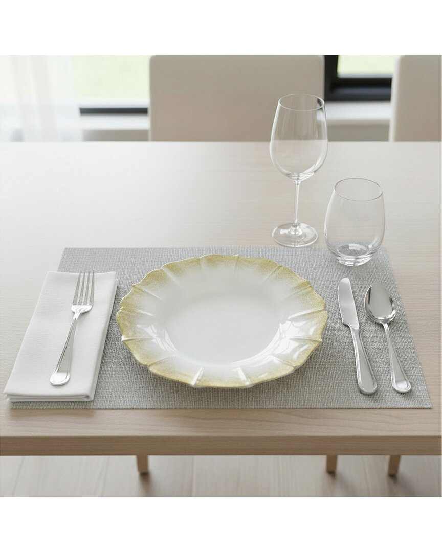 American Atelier Contessa Glitter Rim Charger Plate In White