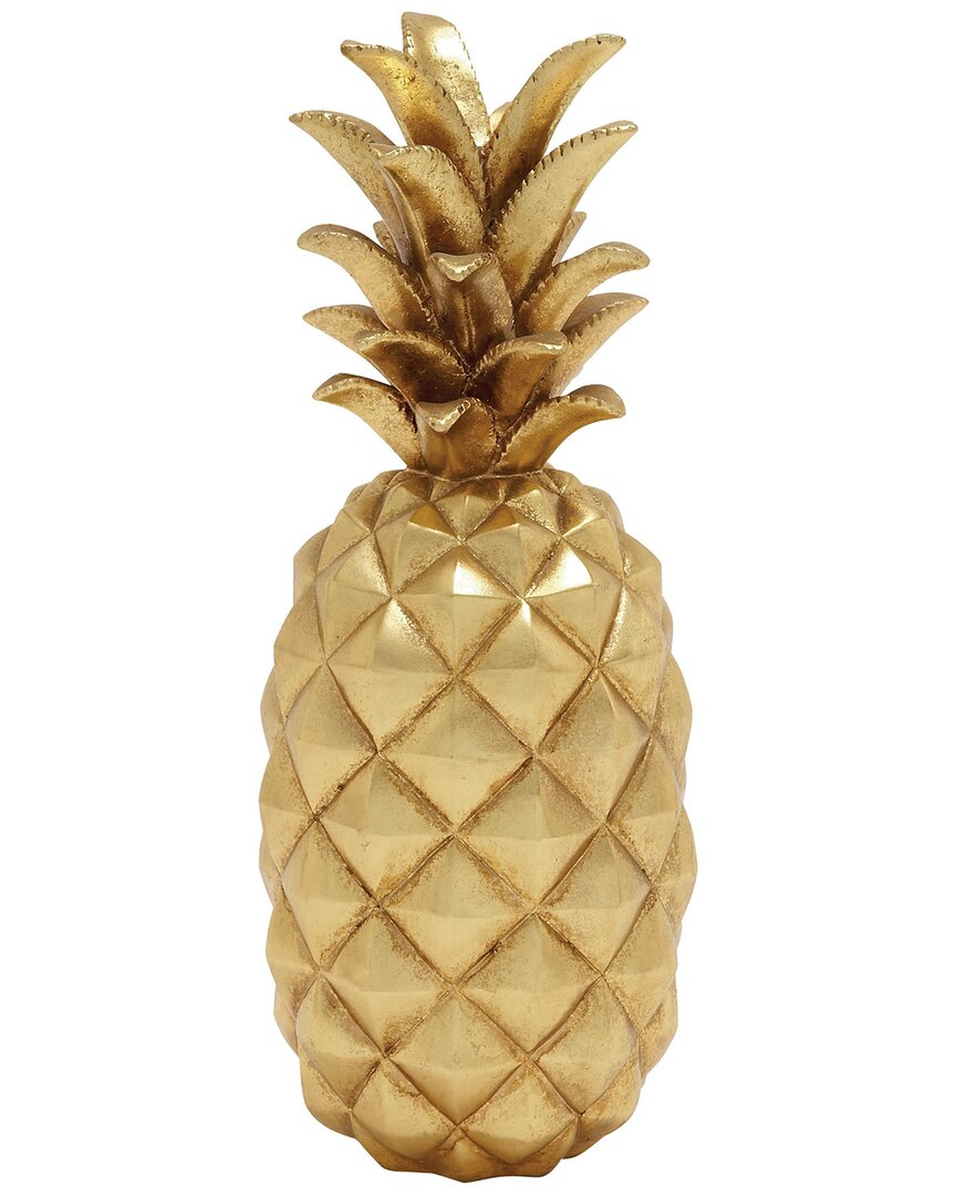 Peyton Lane Fruit Gold Polystone Pineapple Sculpture In Gold