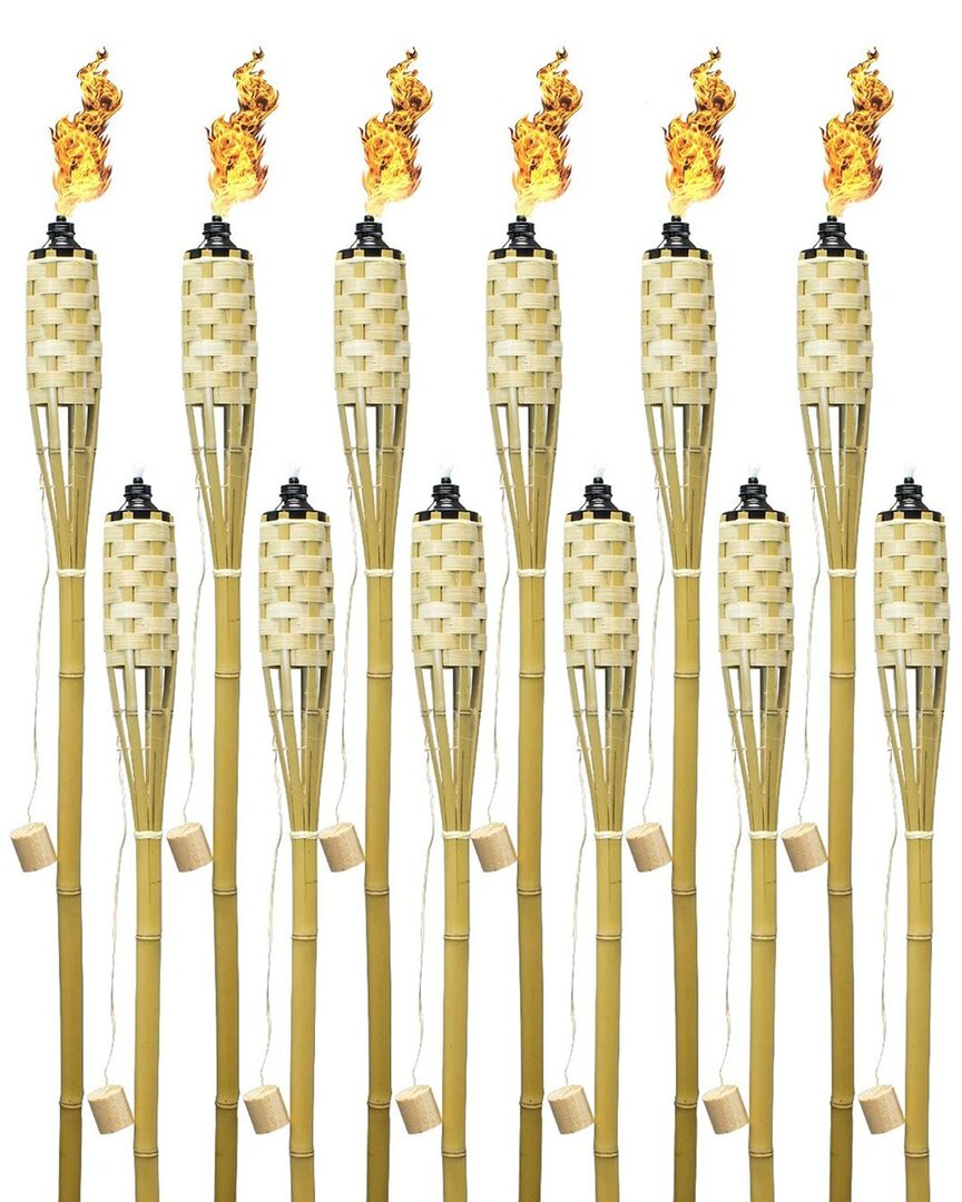Sorbus Set Of 12 5ft Tall Bamboo Outdoor Torches In Multi