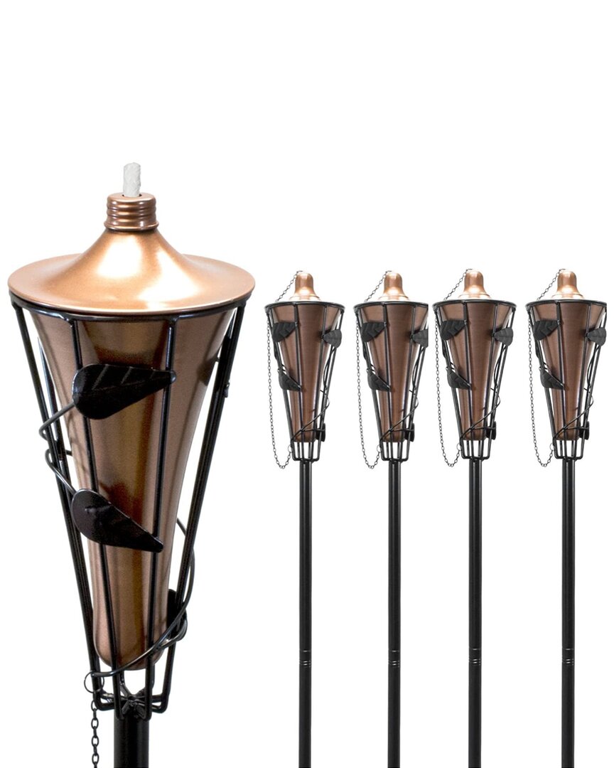 Sorbus Set Of 4 Outdoor Metal Patio Torches In Multi