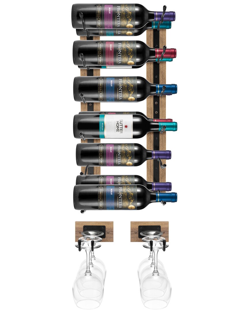 Sorbus Wall Mounted Wine Rack & Glass Holder Set