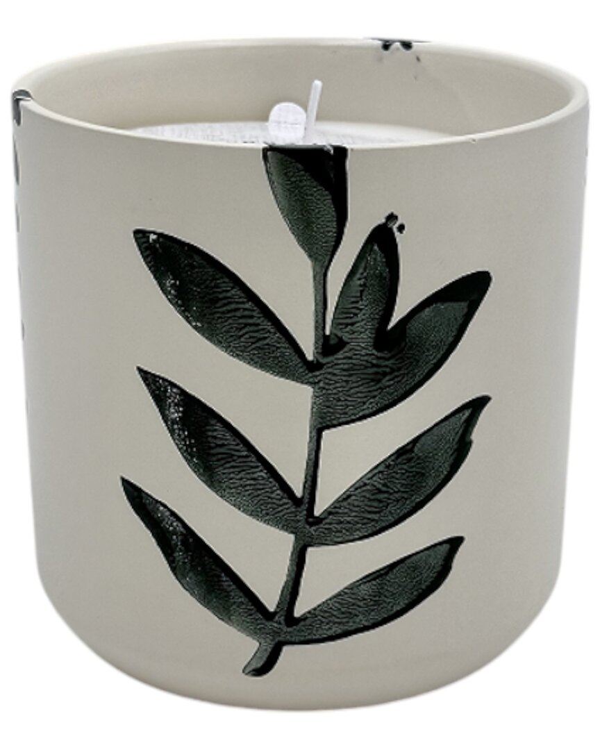 Sagebrook Home 5 13 oz Blossom Leaf Print Candle In Neutral