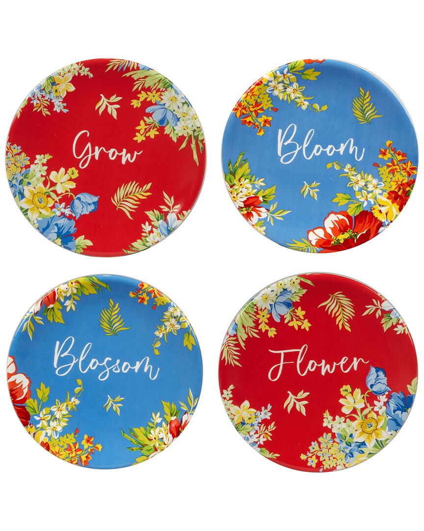 Certified International Blossom  Set Of 4 Canape Plates