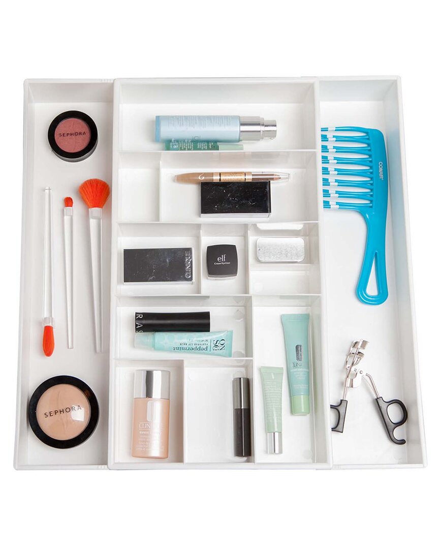 3p Experts Expand-a-drawer Vanity Drawer Organizer In White