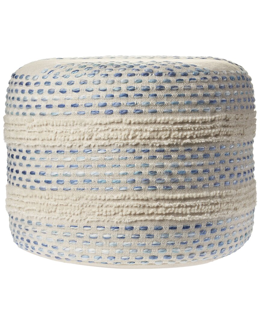 Lr Home Evelyn Blue/natural Striped Hand-woven Ottoman Pouf
