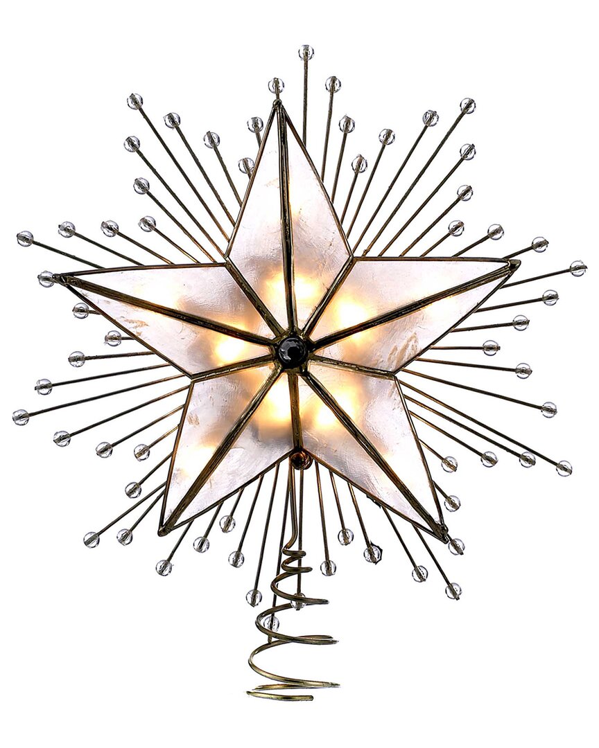 Kurt Adler 14-inch 10-light 7-point Led Gold Glittered Star Tree Topper In Black