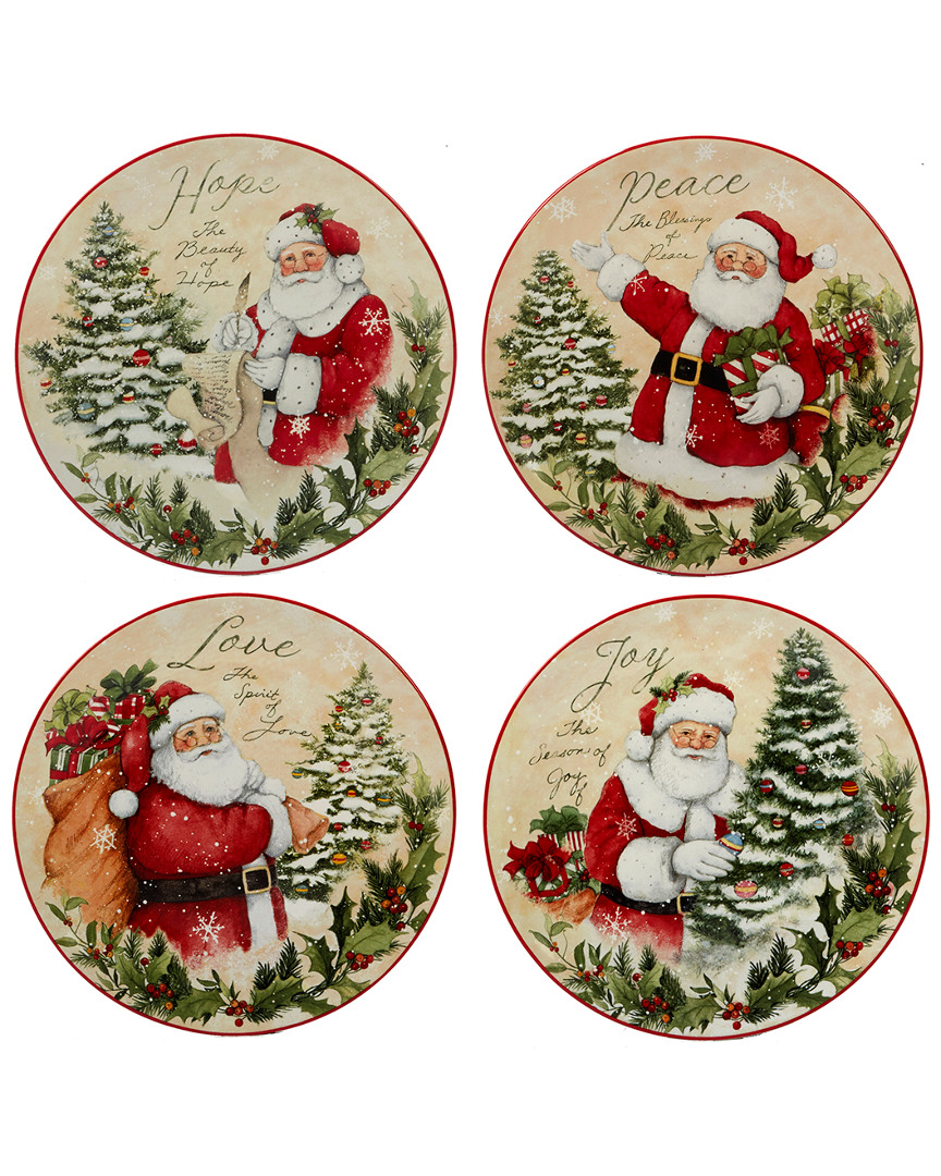 Certified International Holiday Wishes Set Of 4 Dessert Plate