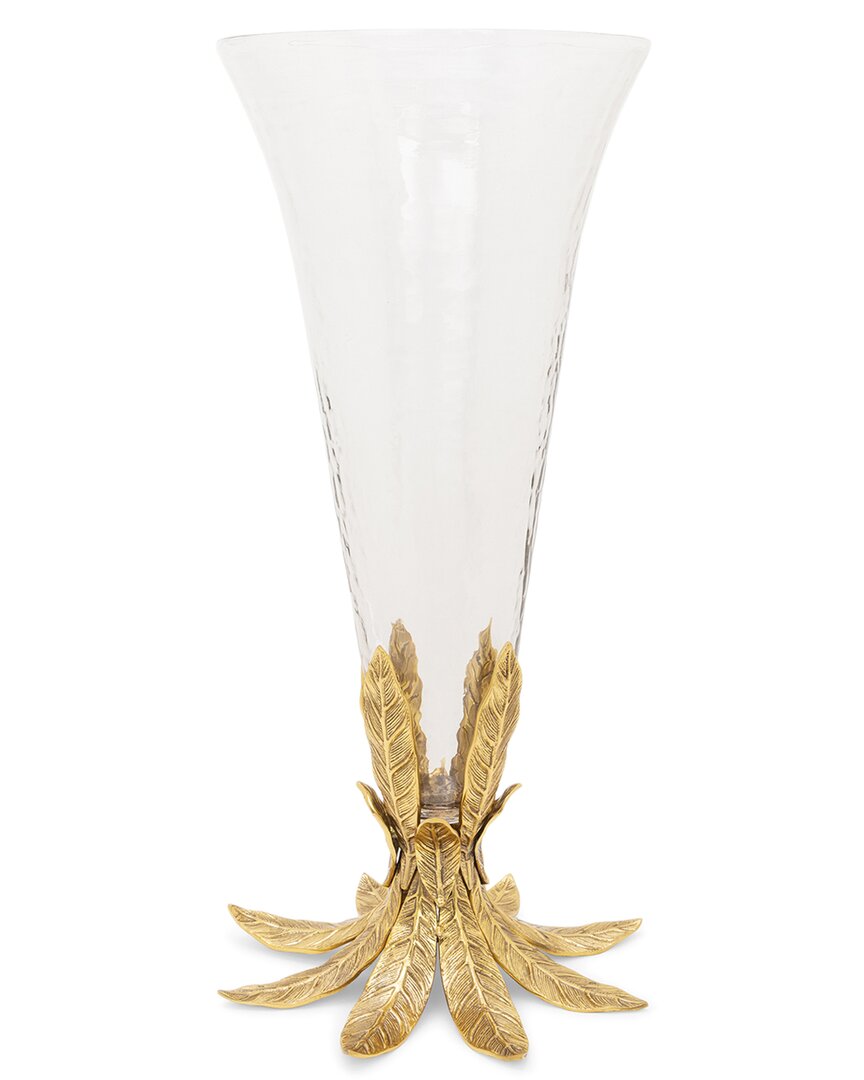 Alice Pazkus Glass Vase On Gold Leaf Base