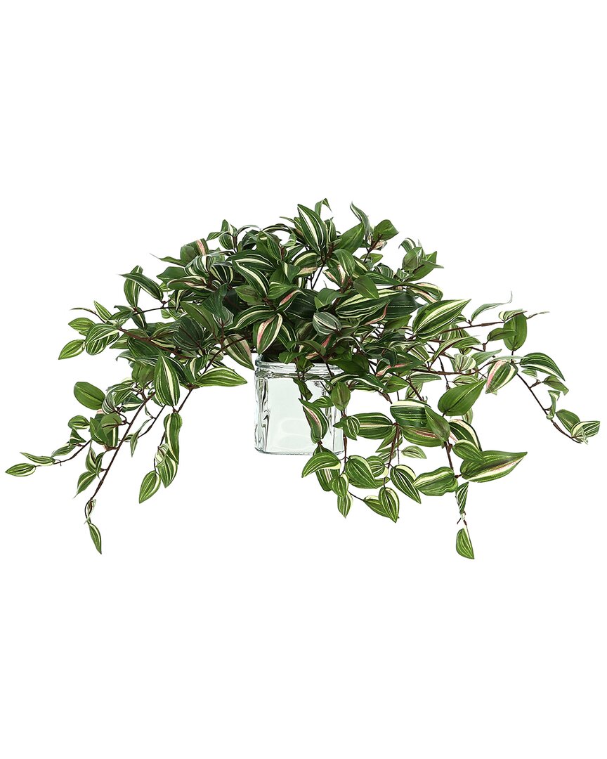Shop Creative Displays Ivy Arrangement In A Square Glass Pot In Green