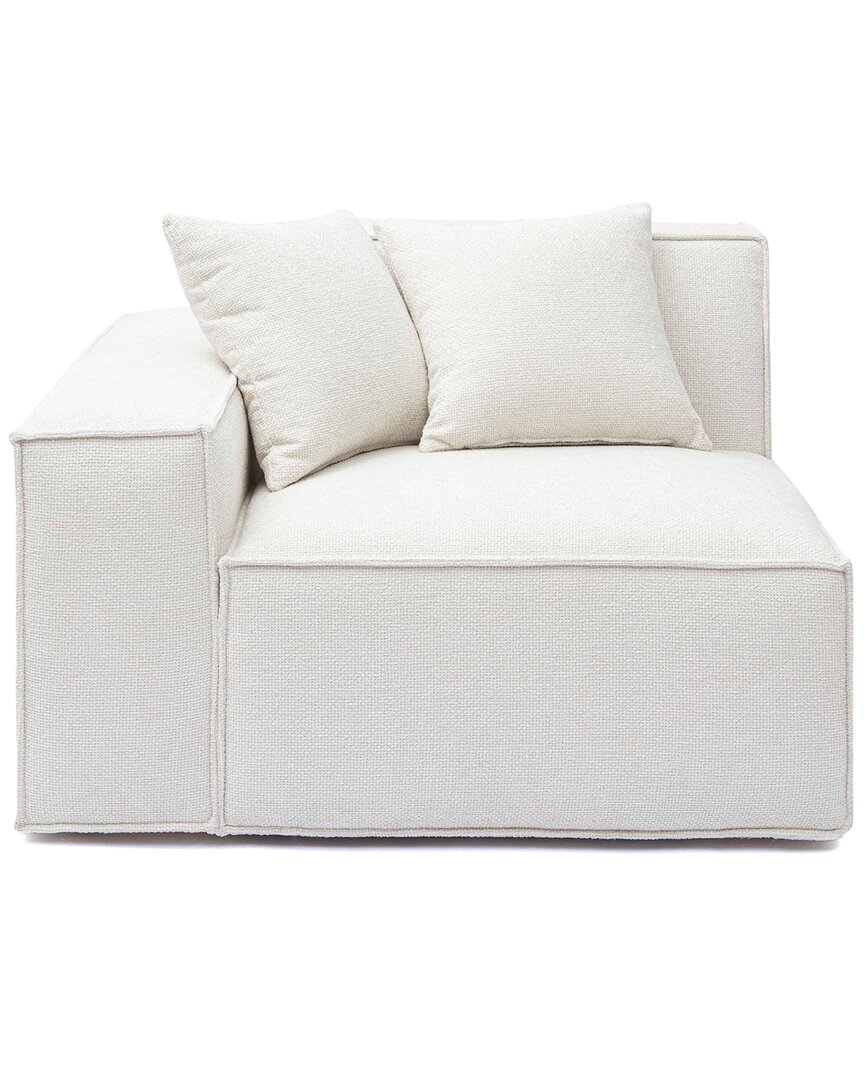 Tov Furniture Mindy Chenille Basketweave Laf Corner Chair In White