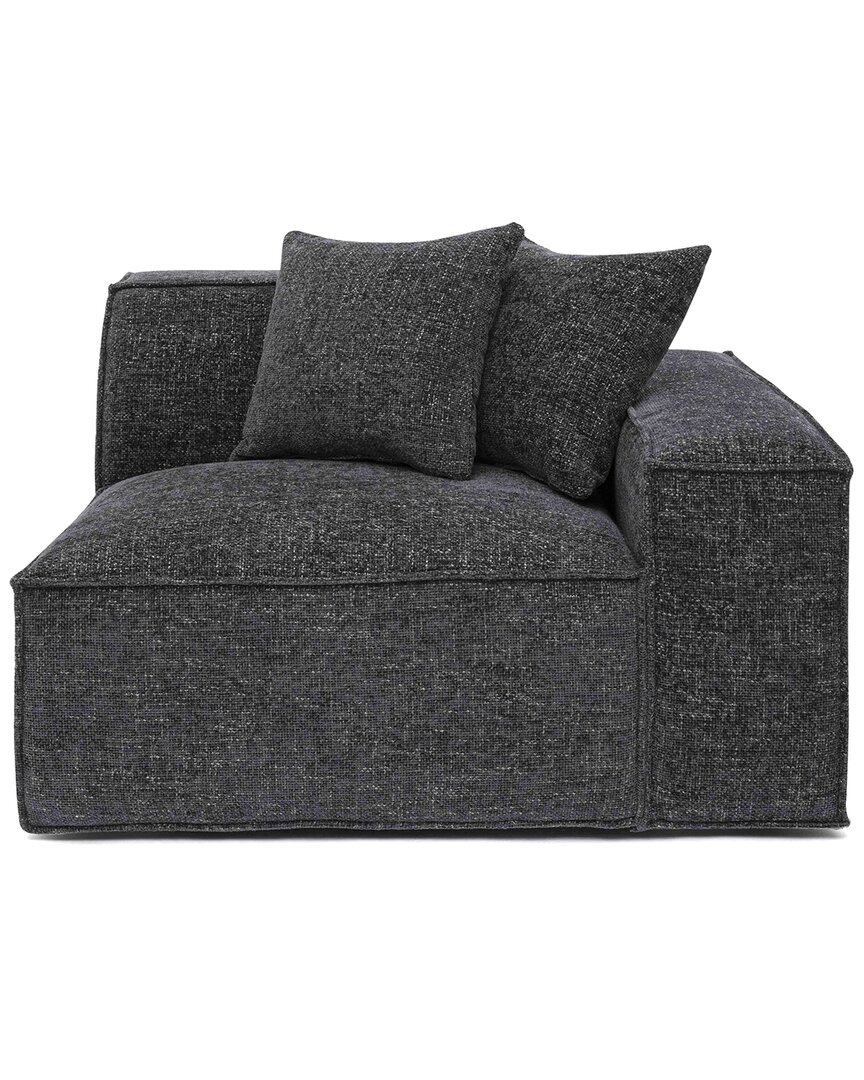 Tov Furniture Mindy Chenille Basketweave Laf Corner Chair In Black