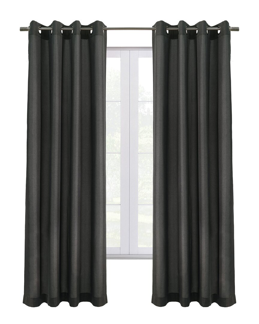 Thermaplus Grommet Top Textured Curtain Single Panel In Charcoal