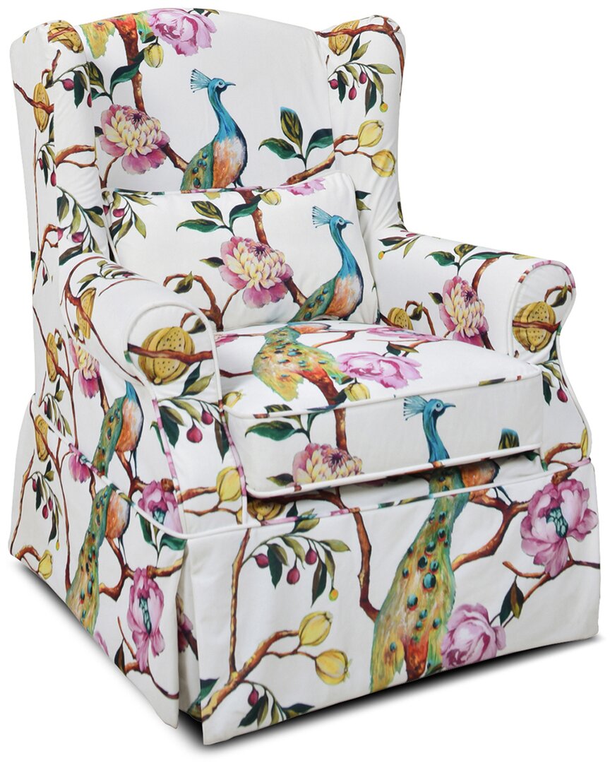 Jennifer Taylor Home Indie 33in Slipcovered Wingback Skirted Arm Chair In White