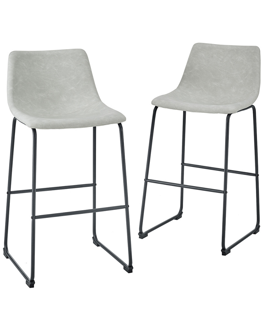 Hewson Set Of 2 30in Industrial Faux Leather Barstools