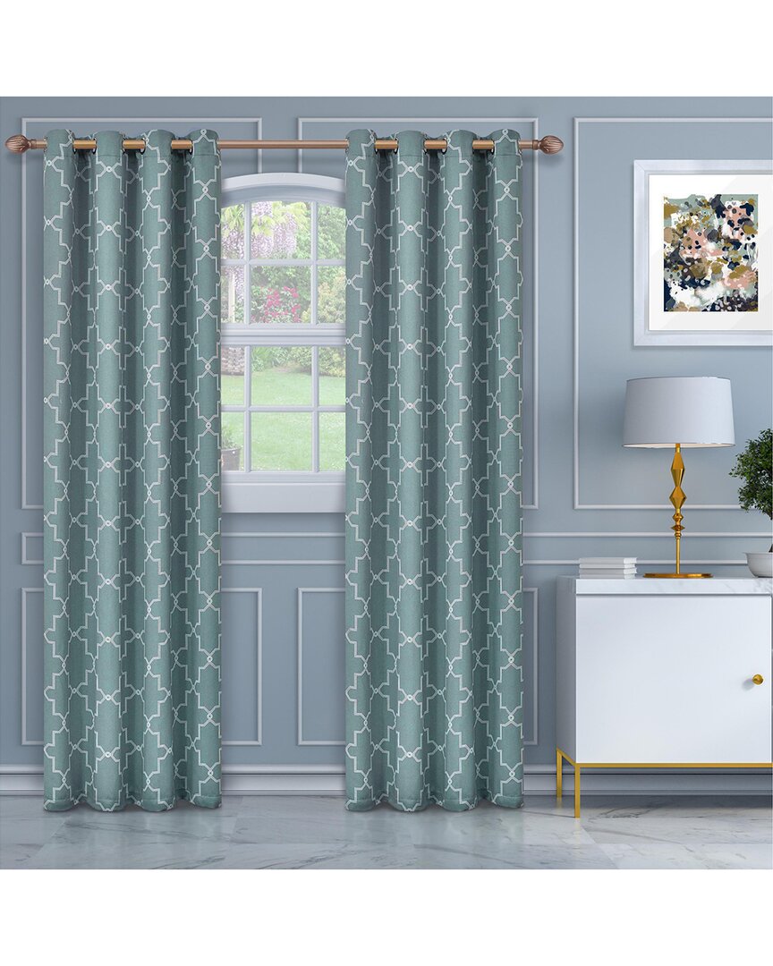 Superior 52x96 Imperial Trellis Blackout 2pc Curtain Panel Set In Blue