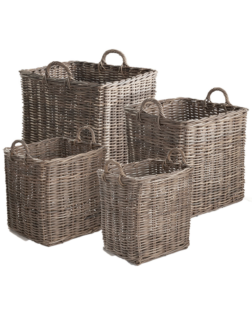 Napa Home & Garden Normandy Square Apple Baskets, Set Of 4 In Gray