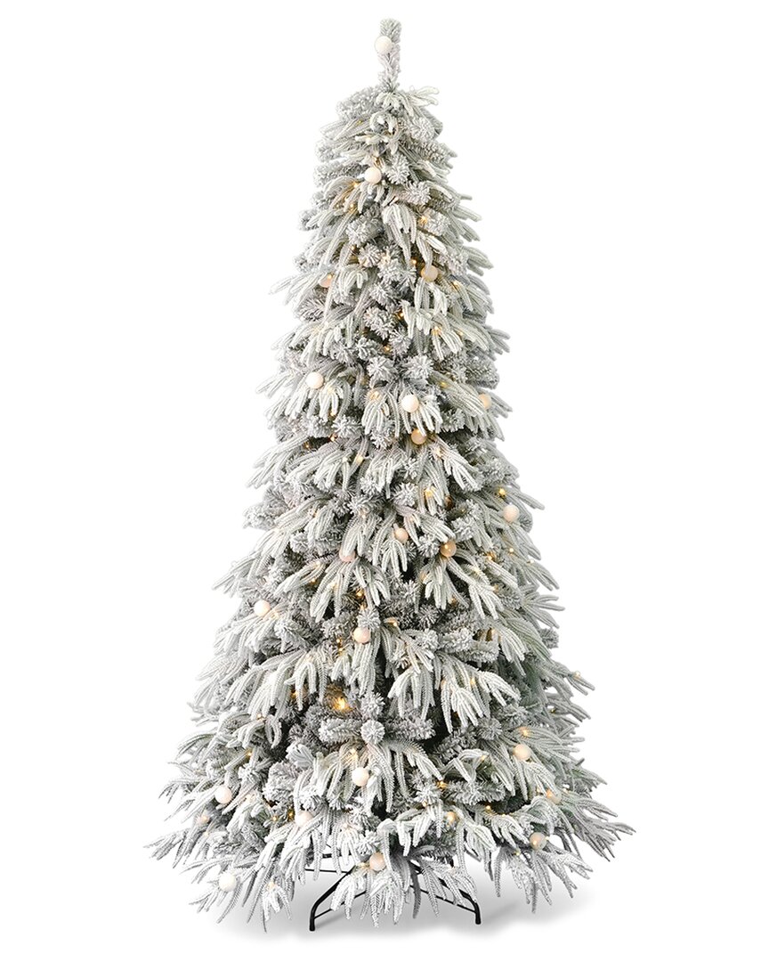 Seasonal Llc Seasonal Decor Frosted Acadia 7.5' Pre-lit Full Flocked Mixed Pvc Tree