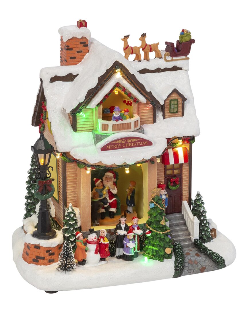Gerson International 10.63-in B/o Lighted Musical Holiday House W/ Moving Scene In Multi