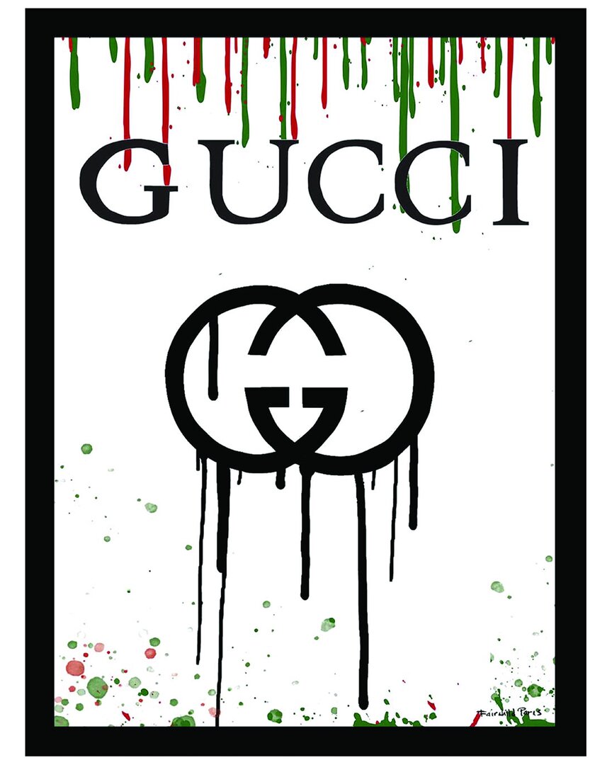 Fairchild Paris Gucci Drip Logo Framed Print In Black