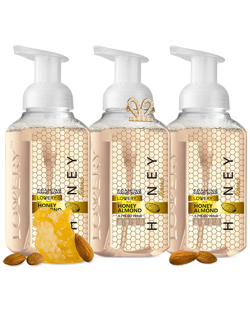 Lovery Foaming Hand Soaps, 3 Pack Hand Wash In Honey Almond With Bracelet In Gold