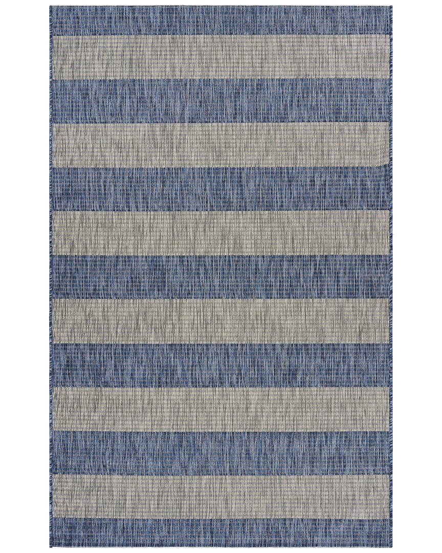 Lr Home Catherine Coastal Striped Indoor Outdoor Rectangular Area Rug In Navy