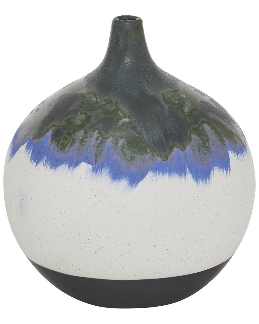 The Novogratz White Ceramic Handmade Vase With Dripping Effect