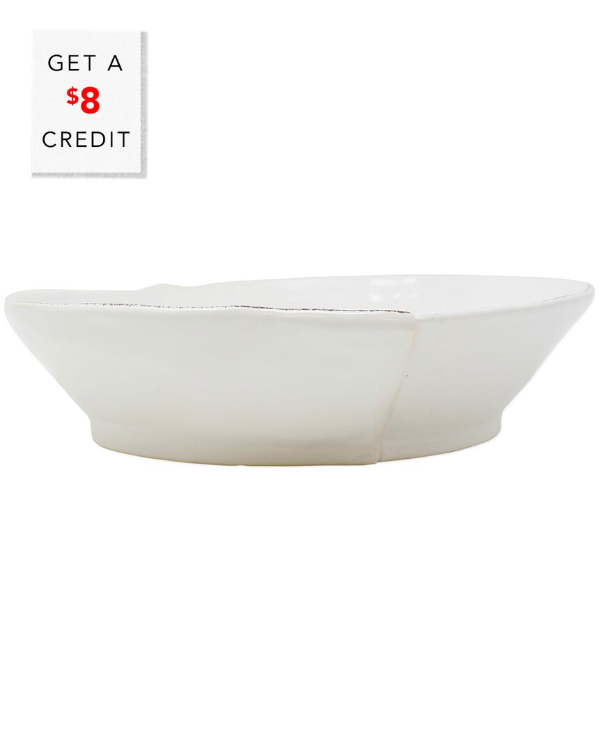 Vietri Lastra White Medium Shallow Serving Bowl With $8 Credit In White