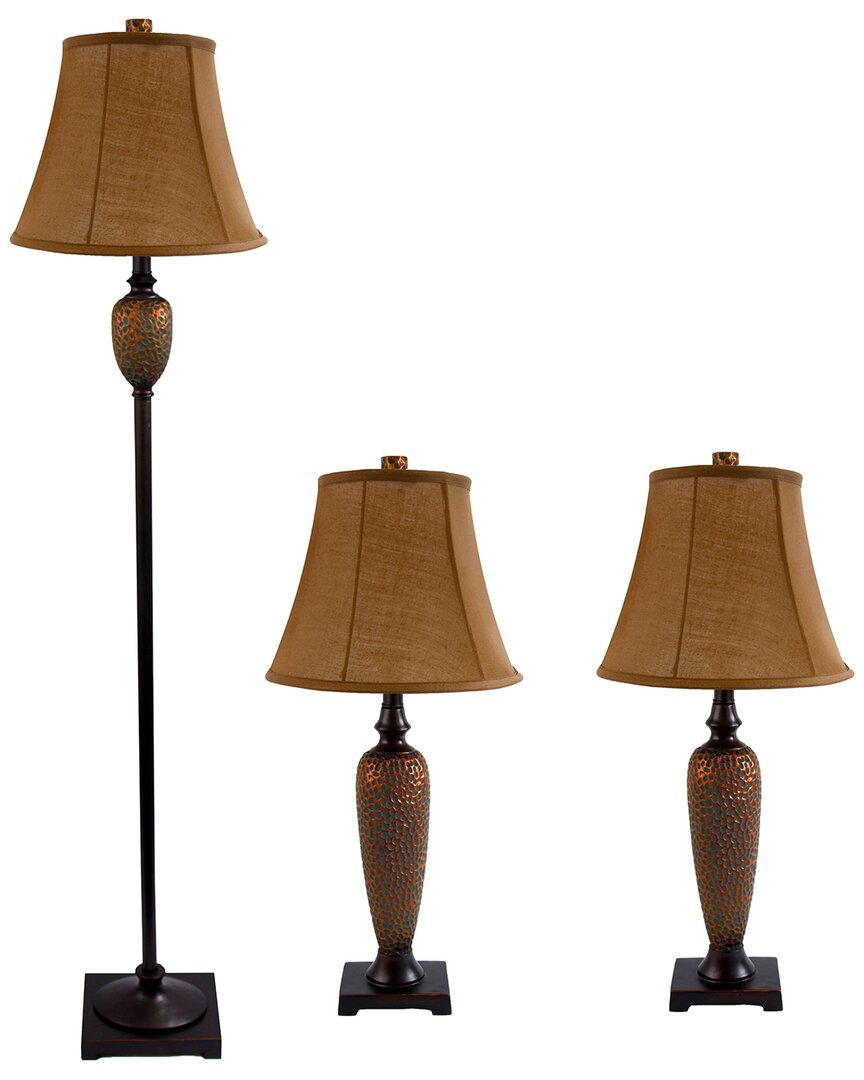 Lalia Home Laila Home Hammered Bronze Three Pack Lamp Set In Metallic
