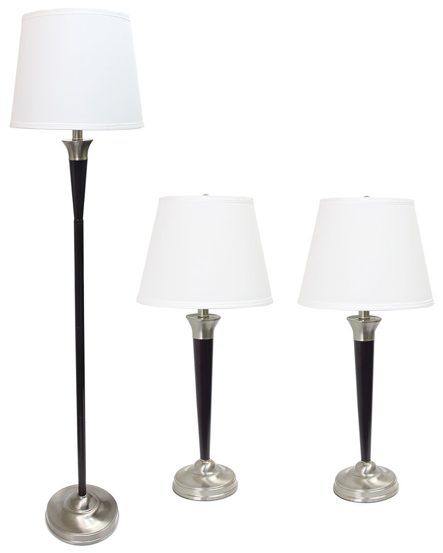 Lalia Home Laila Home Malbec Black And Brushed Nickel 3 Pack Lamp Set (2 Table Lamps
